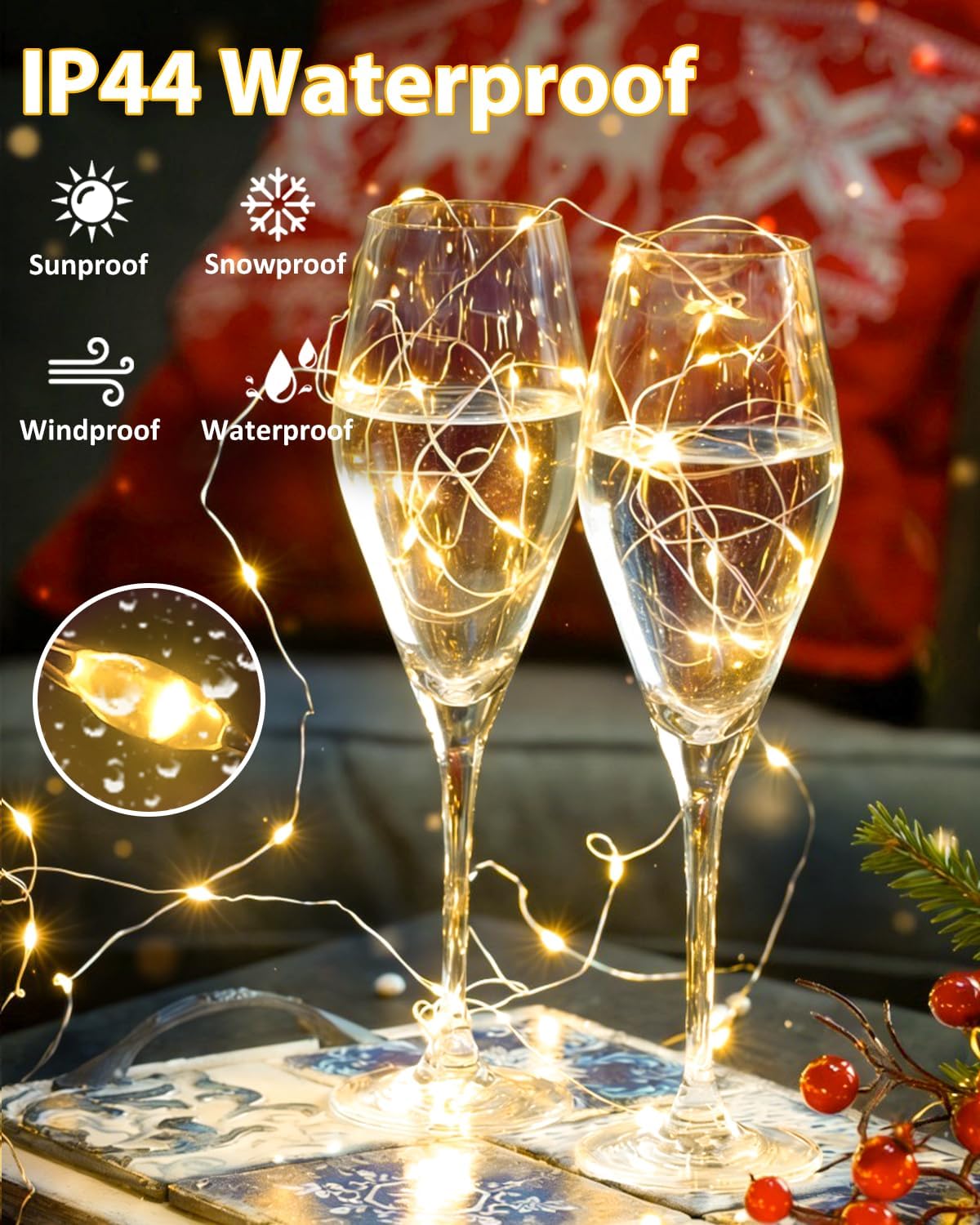 Review: 4-Pack Battery Fairy Lights – Remote, Dimmable, Waterproof, 20FT Warm White - Image 6