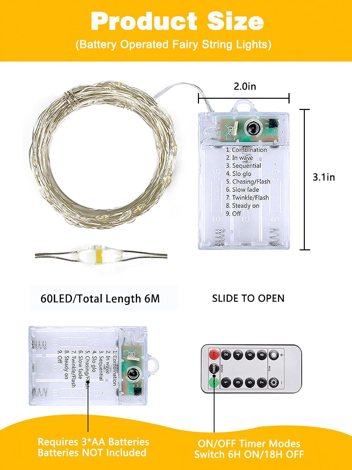 Review: 4-Pack Battery Fairy Lights – Remote, Dimmable, Waterproof, 20FT Warm White - Image 7