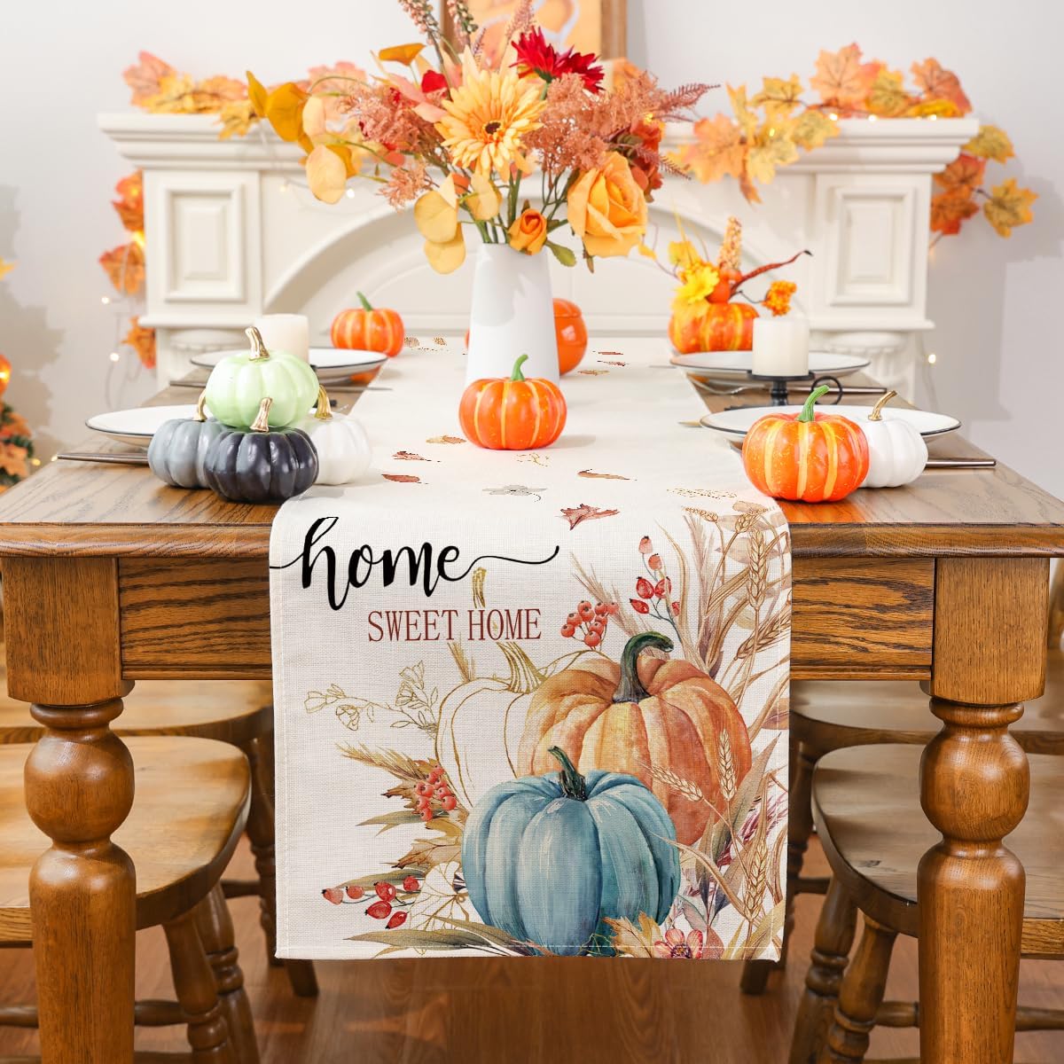 Watercolor Fall Pumpkin Table Runner Review: Autumn Farmhouse Decor - Image 2