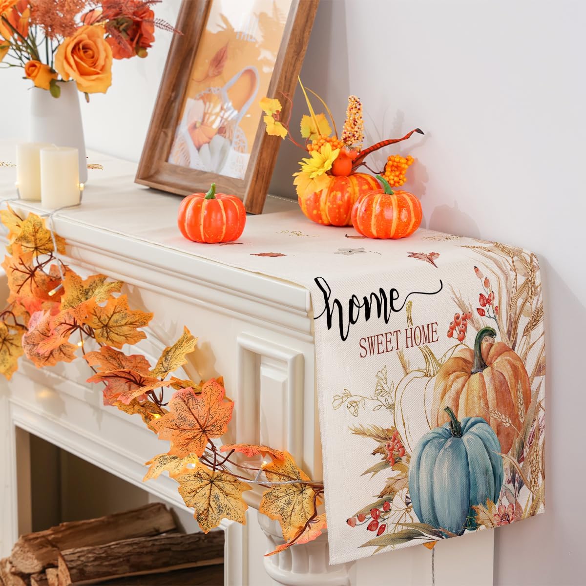 Watercolor Fall Pumpkin Table Runner Review: Autumn Farmhouse Decor - Image 3
