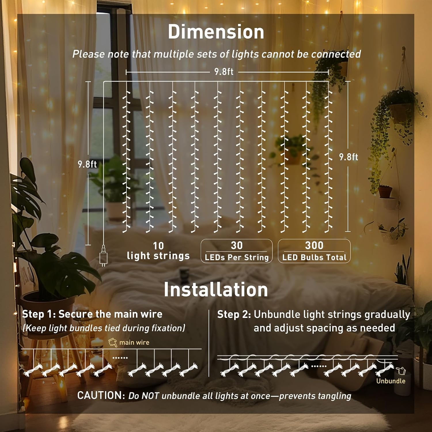 JMEXSUSS 300 LED Remote Warm White Curtain Lights: Versatile Indoor/Outdoor Review - Image 6
