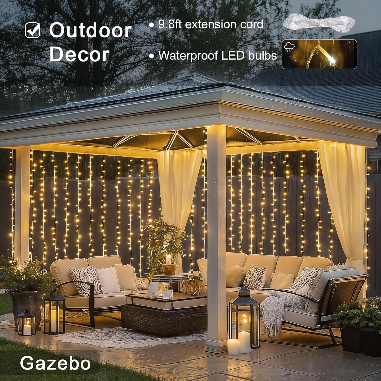 JMEXSUSS 300 LED Remote Warm White Curtain Lights: Versatile Indoor/Outdoor Review - Image 7