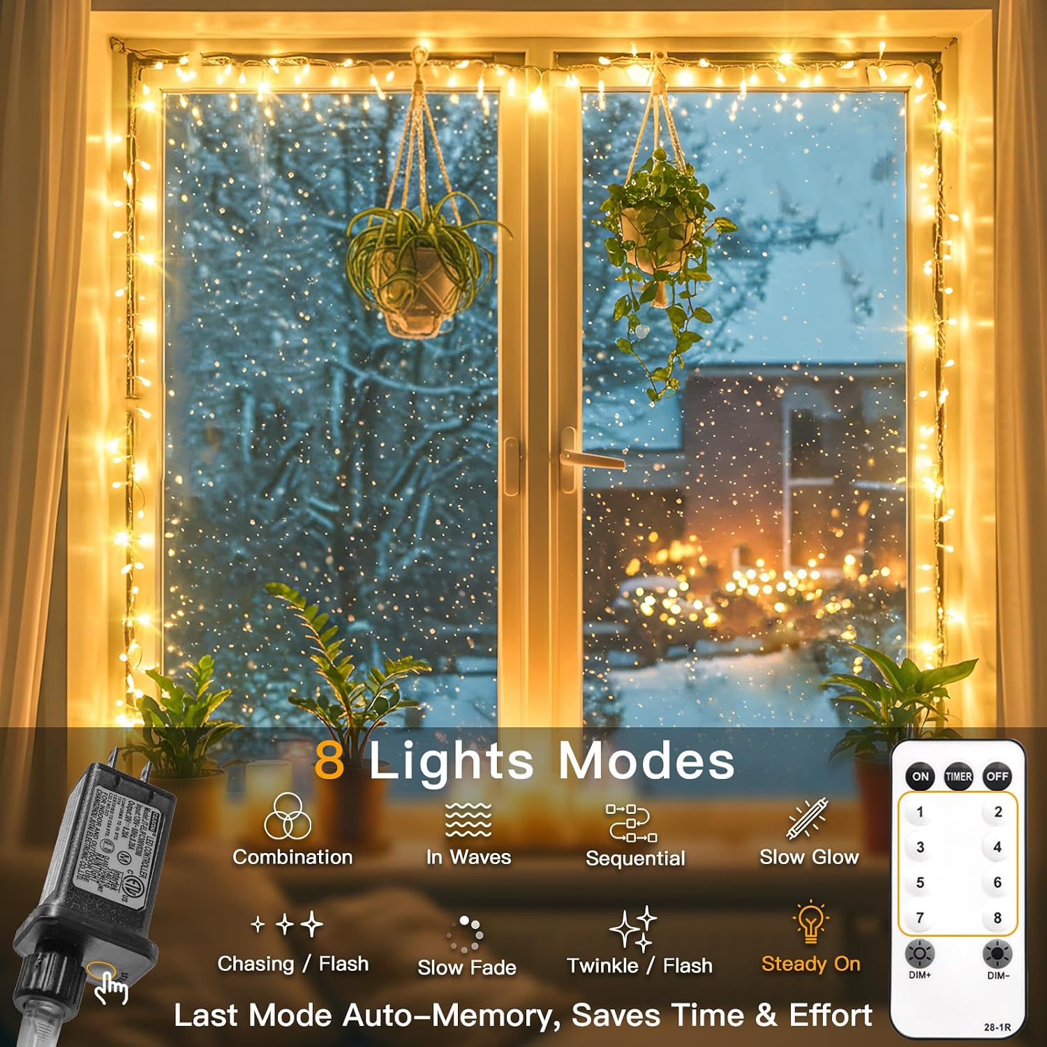 Warm White LED String Lights Review: 33ft Indoor/Outdoor, Remote Timer, 8 Modes - Image 3