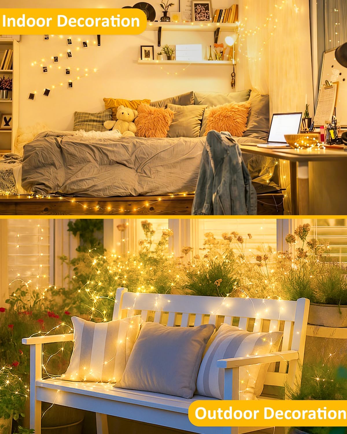 6-Pack Warm White Battery Fairy Lights w/ Timer. Cuttable, Waterproof Decor. - Image 3