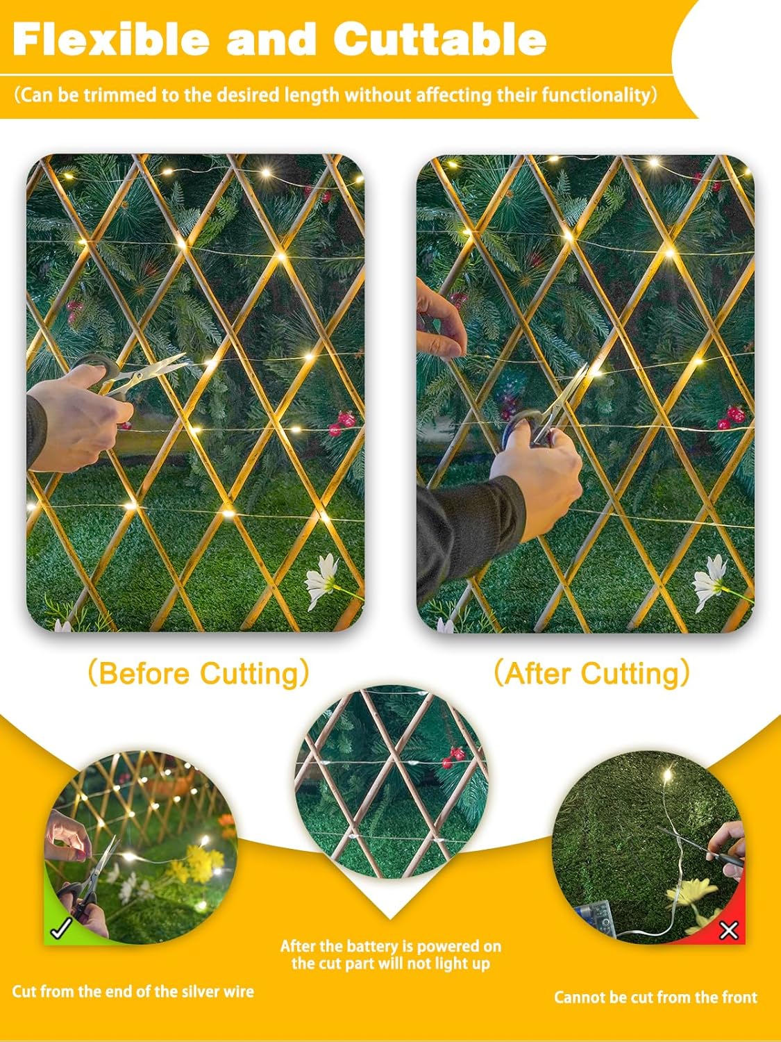 6-Pack Warm White Battery Fairy Lights w/ Timer. Cuttable, Waterproof Decor. - Image 6