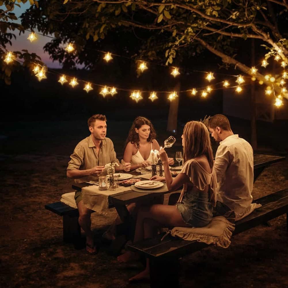 Minetom 33ft Star LED String Lights Plug-in w/ Remote & Timer, Warm White, Waterproof Review. - Image 4