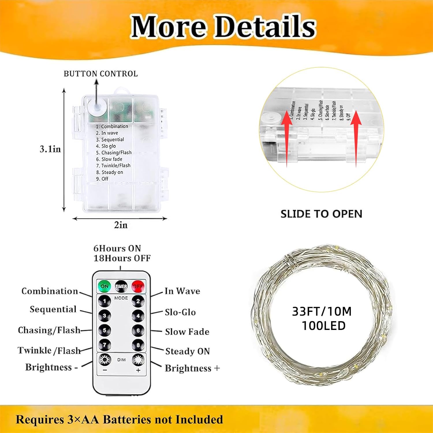 4 Pack Battery Warm White Fairy Lights Review: Remote, Timer, Dimmable, Waterproof. - Image 6
