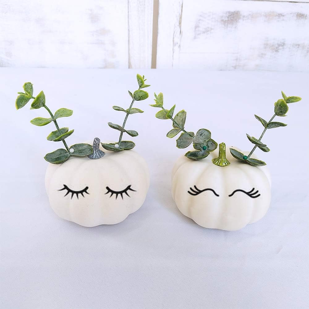 12-Pc Assorted Rustic White Artificial Pumpkins for Fall, Halloween & Thanksgiving Decor - Image 4