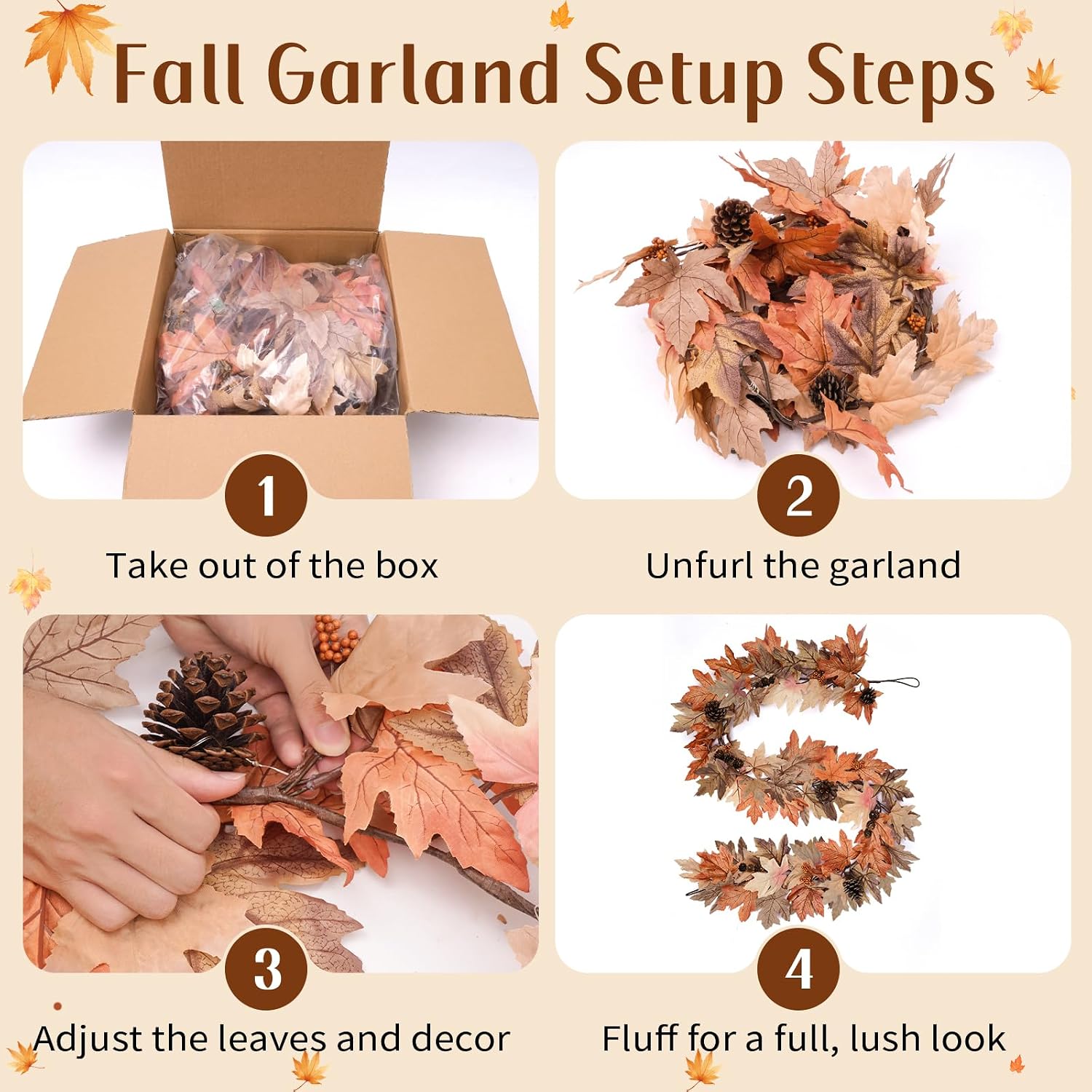 6ft Lighted Fall Garland Review: Maple Leaves, Berries, Pine Cones, Timer LEDs - Image 7