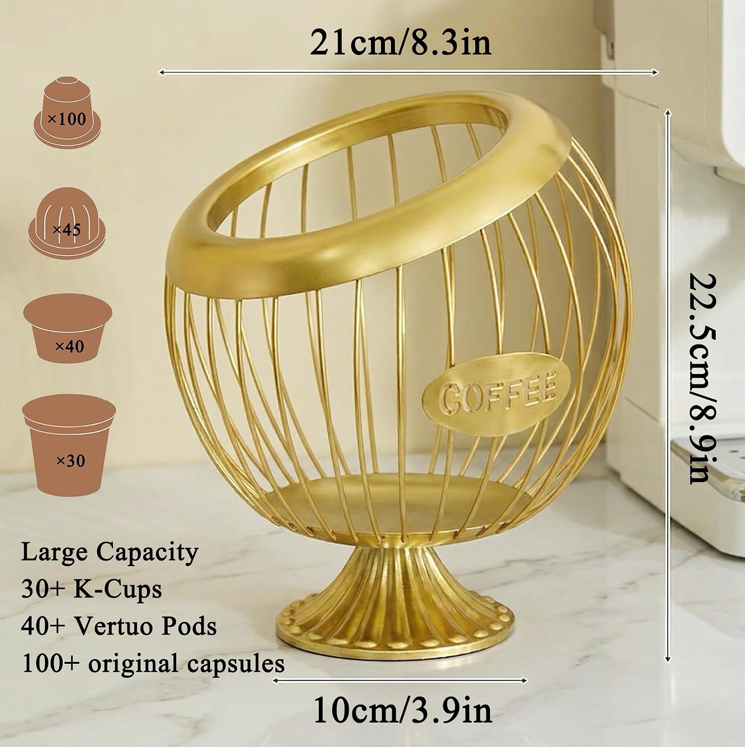 Review: Large Tall Gold Metal Pod Organizer for Keurig & Nespresso - Image 4