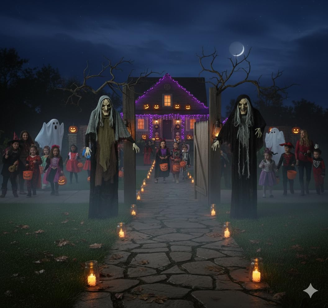 3.6ft Eerie Witches Trio Yard Stakes: Hand-in-Hand Halloween Decor - Image 5