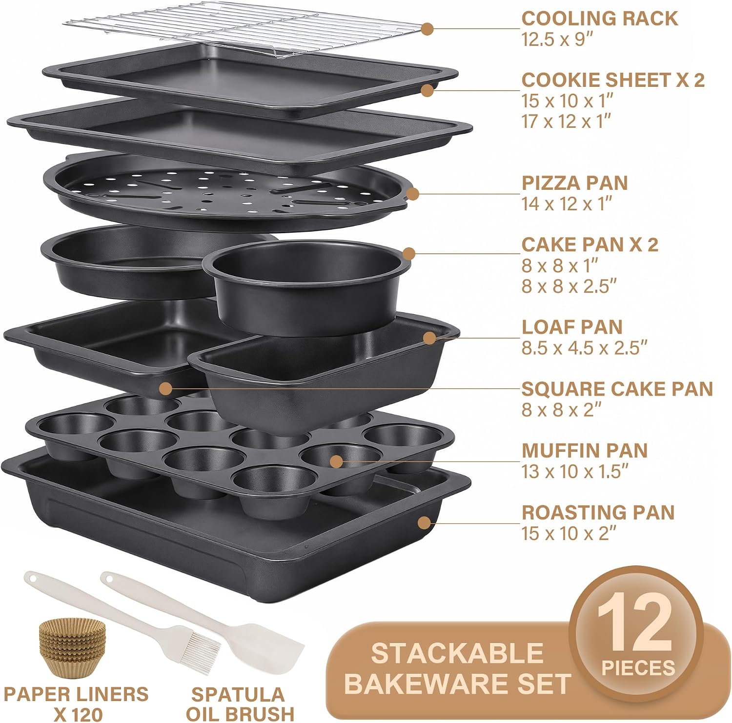 Review: 12-Pc Gray Nonstick Bakeware Set with Liners & Pans - Image 4