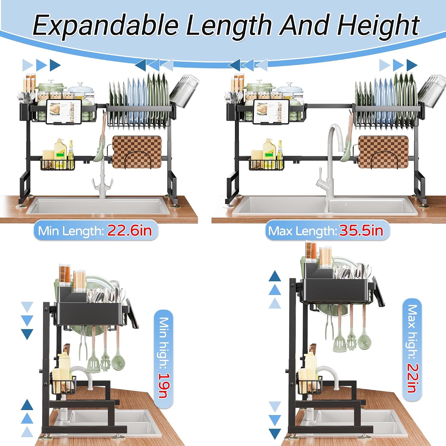 ADBIU Review: Expandable 2-Tier Over-Sink Snap-On Dish Rack - Image 2