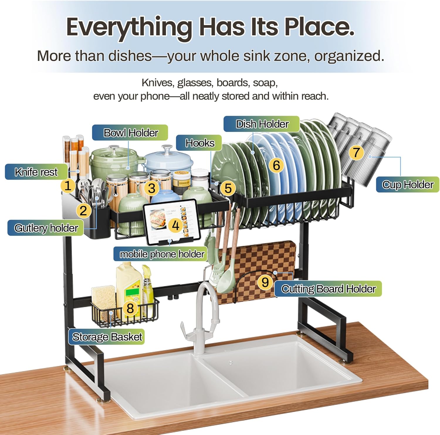 ADBIU Review: Expandable 2-Tier Over-Sink Snap-On Dish Rack - Image 4