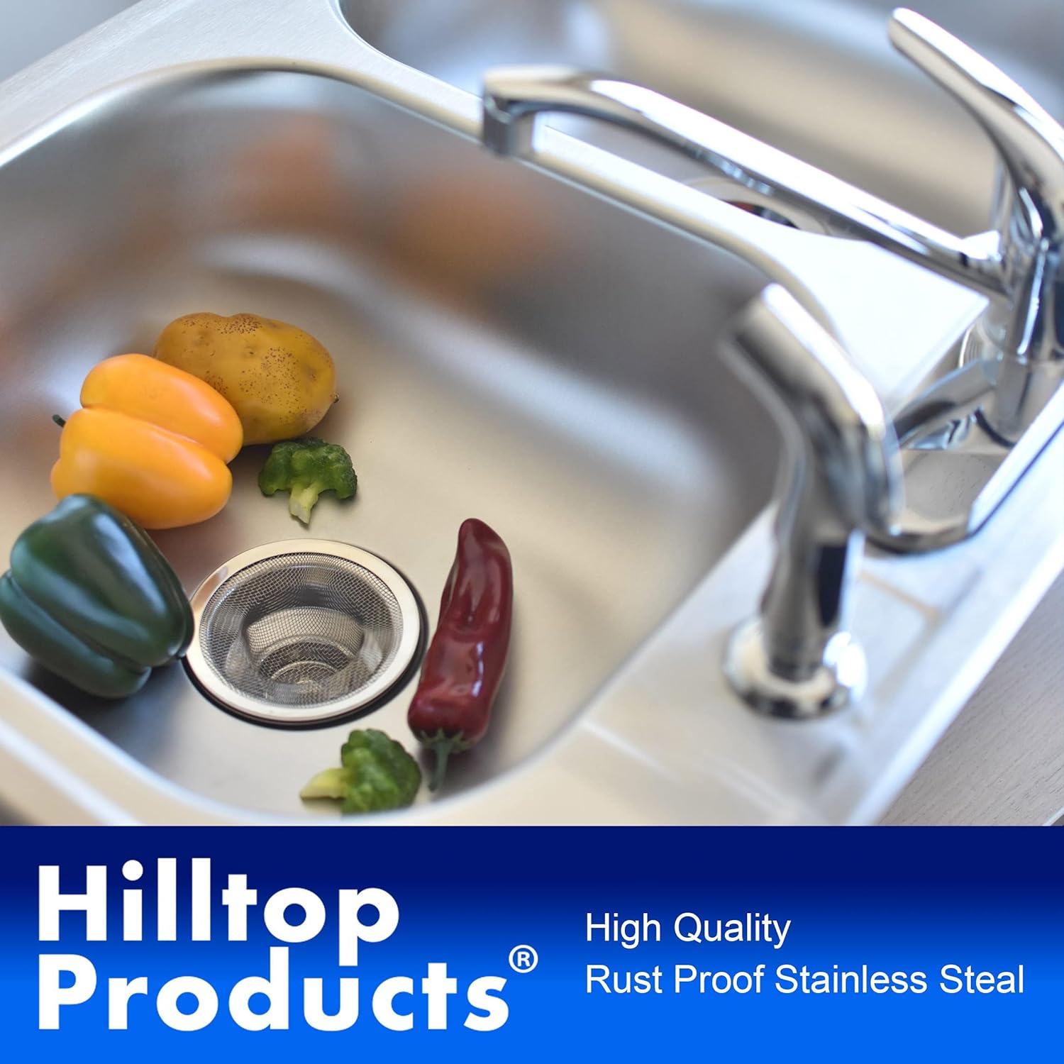 2 Pack Stainless Steel Sink Strainers - Large Mesh Food Catchers, Fast Flow - Image 3