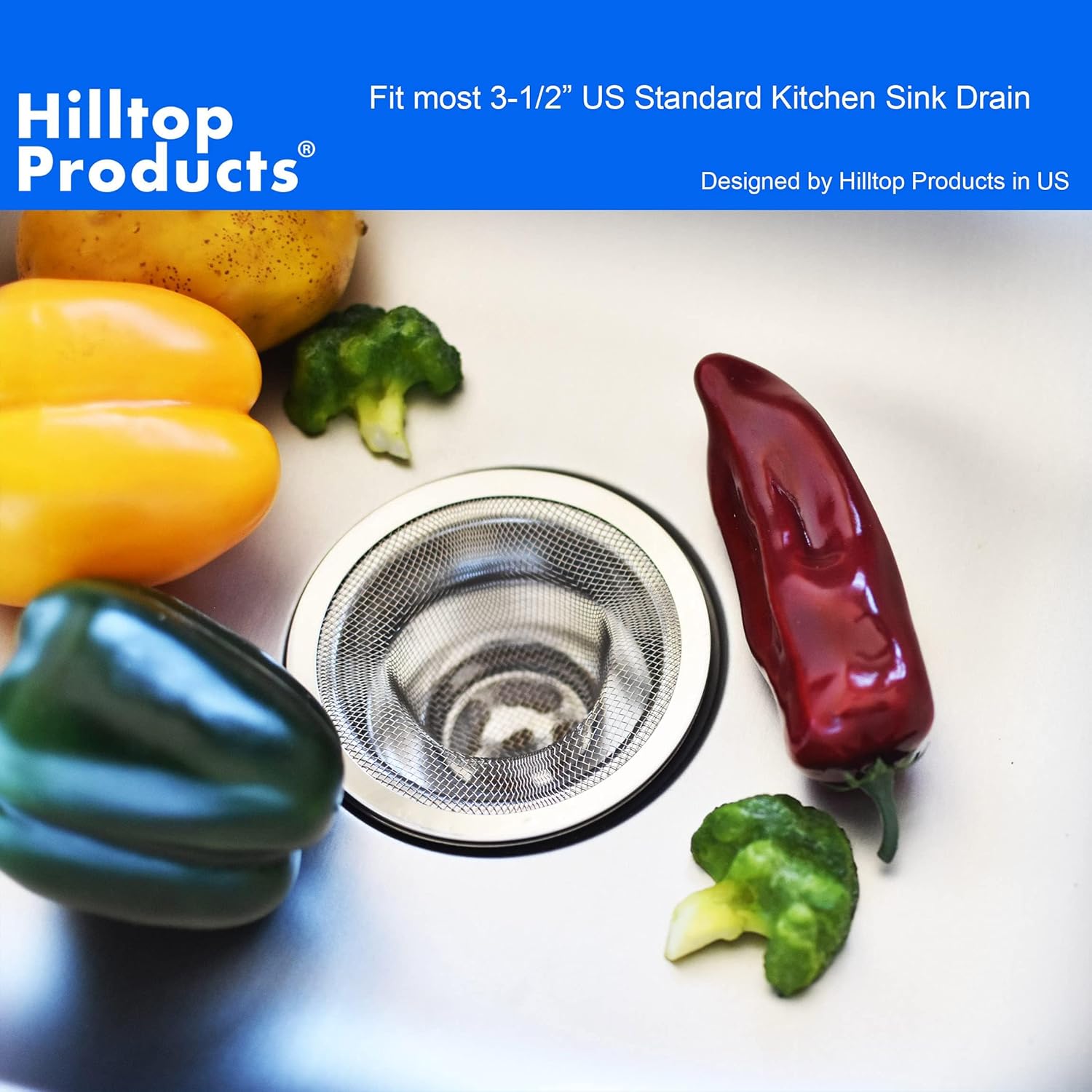 2 Pack Stainless Steel Sink Strainers - Large Mesh Food Catchers, Fast Flow - Image 4