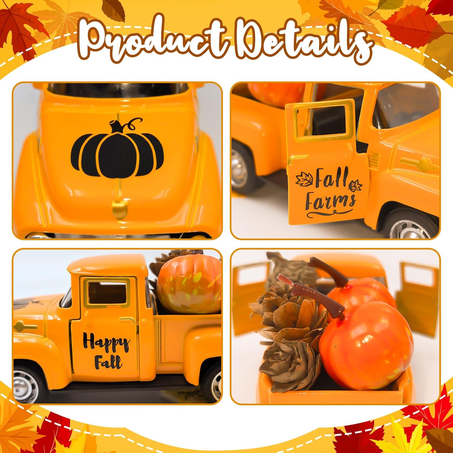 Thanksgiving Farmhouse Truck Decor Set: Pumpkins, Cones for Tiered Tray/Table (79 characters) - Image 4