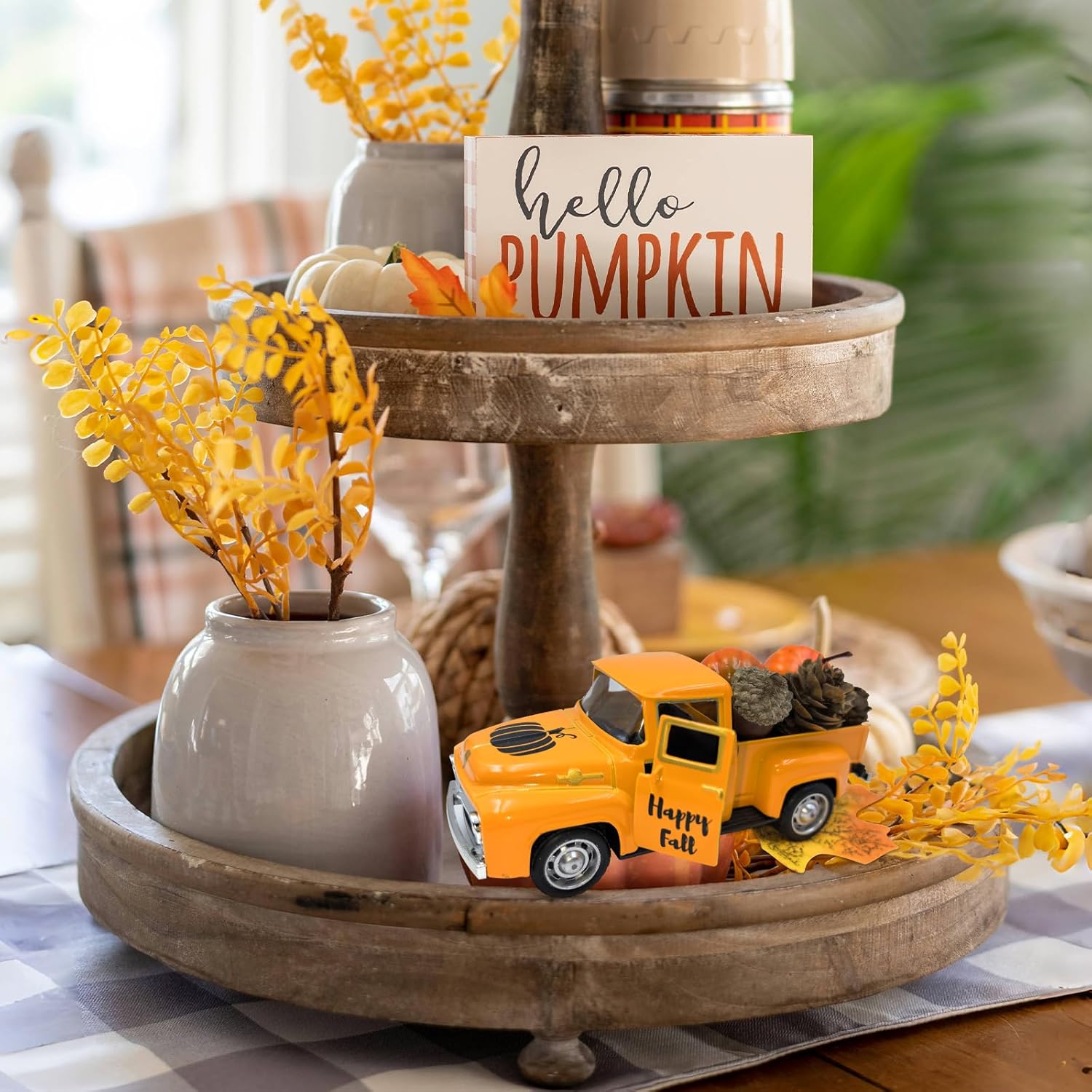 Thanksgiving Farmhouse Truck Decor Set: Pumpkins, Cones for Tiered Tray/Table (79 characters) - Image 7