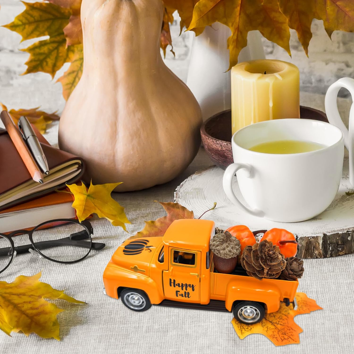 Thanksgiving Farmhouse Truck Decor Set: Pumpkins, Cones for Tiered Tray/Table (79 characters) - Image 8