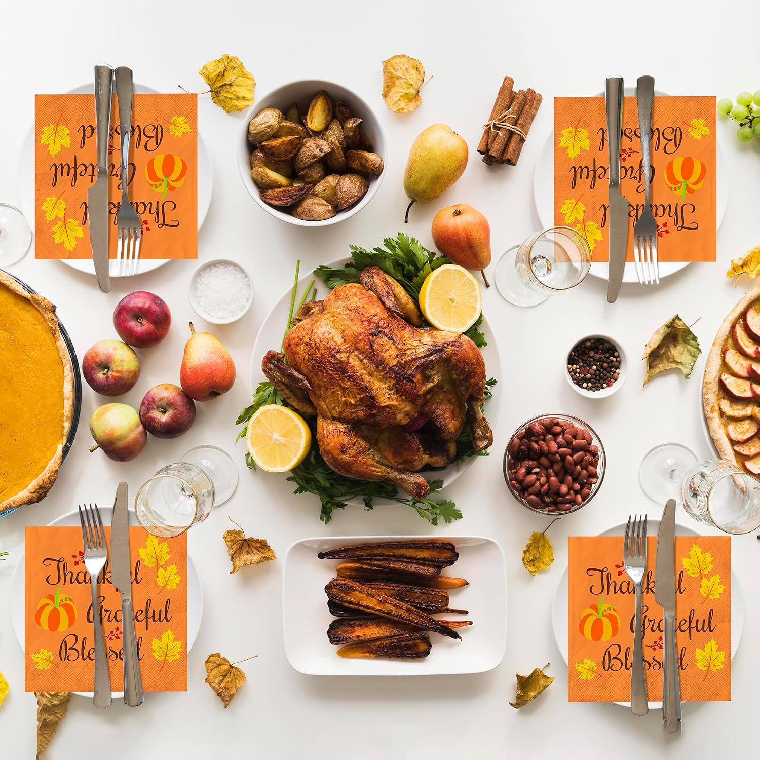 OHOME Disposable Fall & Thanksgiving Napkins for Friendsgiving Decor - Image 4
