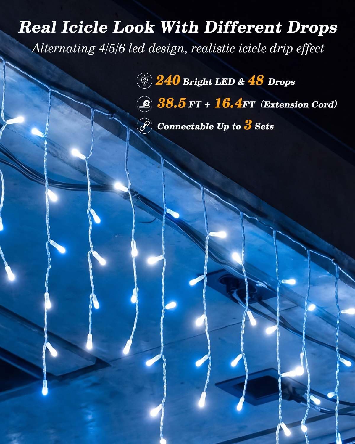 LitHome 38FT Outdoor Connectable Color Changing LED Icicle Lights Review - Image 2