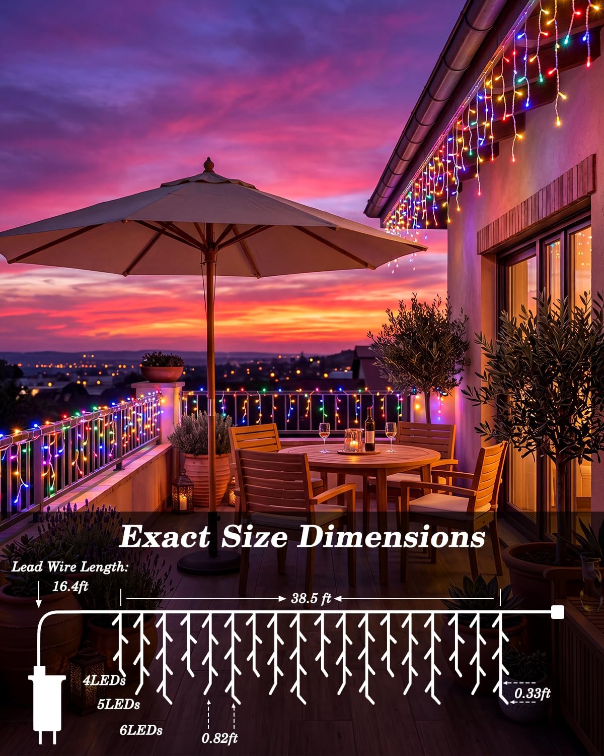 LitHome 38FT Outdoor Connectable Color Changing LED Icicle Lights Review - Image 5