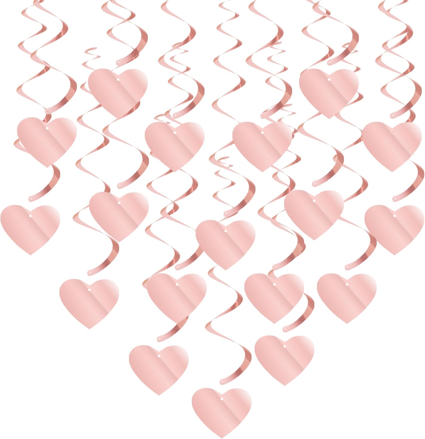 Pink Valentines-Day Heart Party-Decorations Garland - 18pcs Romantic Special Night Galentines Swirl Streamers Banner,Engagement Baby Shower Wedding Anniversary Love Hanging Decor Lasting Surprise
