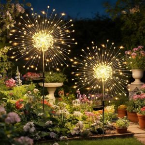 HPUFKOT Solar Garden Lights Outdoor,Waterproof Garden, 2PC 200 LED Twinkling Firework Lights Decorative with 8 Modes,Decor for Yard Patio Pathway Lawn for Yard Outside Fairy Decorative