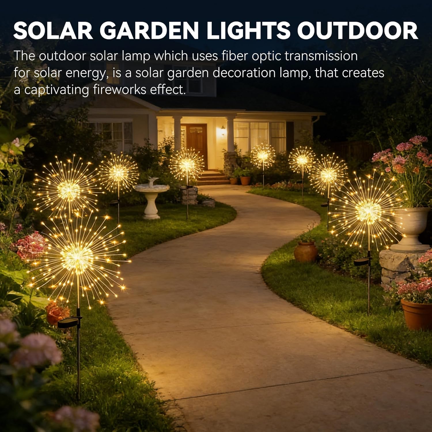 2-Pack 200 LED Solar Firework Garden Lights, Outdoor Waterproof with 8 Modes - Image 2