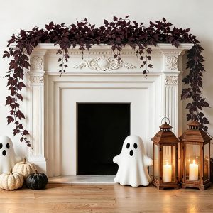 Fall Decorations for Home-2Pack Plum Fall Garland,Artificial Autumn Leaf | Fuller Garland for Mantel, Fireplace, Table, Moody Thanksgiving Halloween Decor with Flexible Branches for Indoor Styling