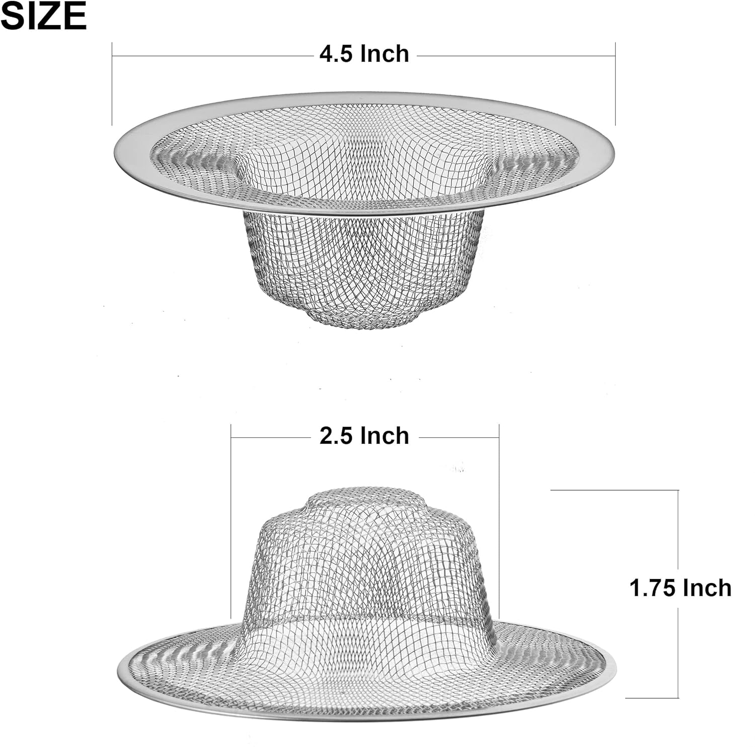 2 Pack Stainless Steel Sink Strainers - Large Mesh Food Catchers, Fast Flow - Image 2