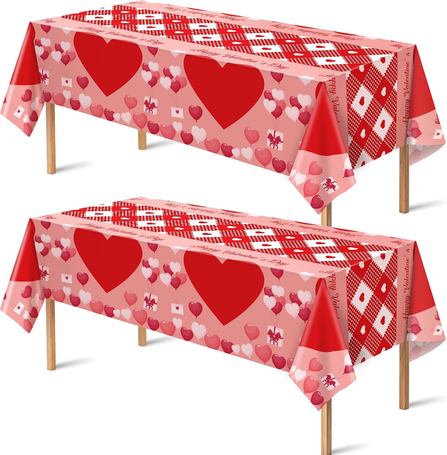 OHOME 2 Pack Valentines Day Decorations - Valentines Decor - Disposable Plastic Valentines Tablecloth | Valentine Decorations Indoor - Valentines Party Decorations Favors | Valentines Backdrop Banner