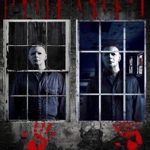 2 Pcs Halloween Horror Window Cover, Scary Curtain Window Door Decorations