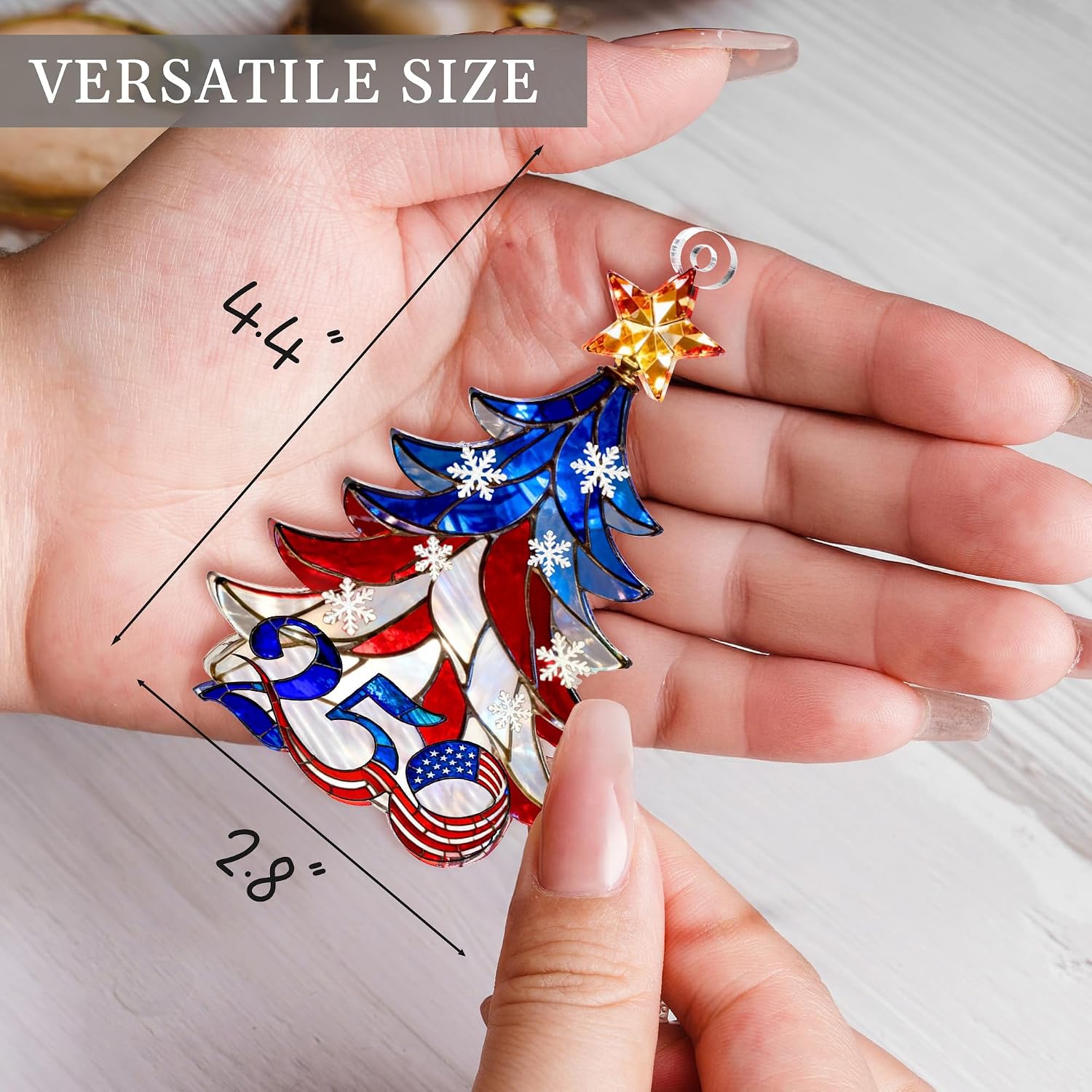 250th USA Anniversary Xmas Ornament & Gift. Acrylic Suncatcher, Commemorative Card. - Image 2