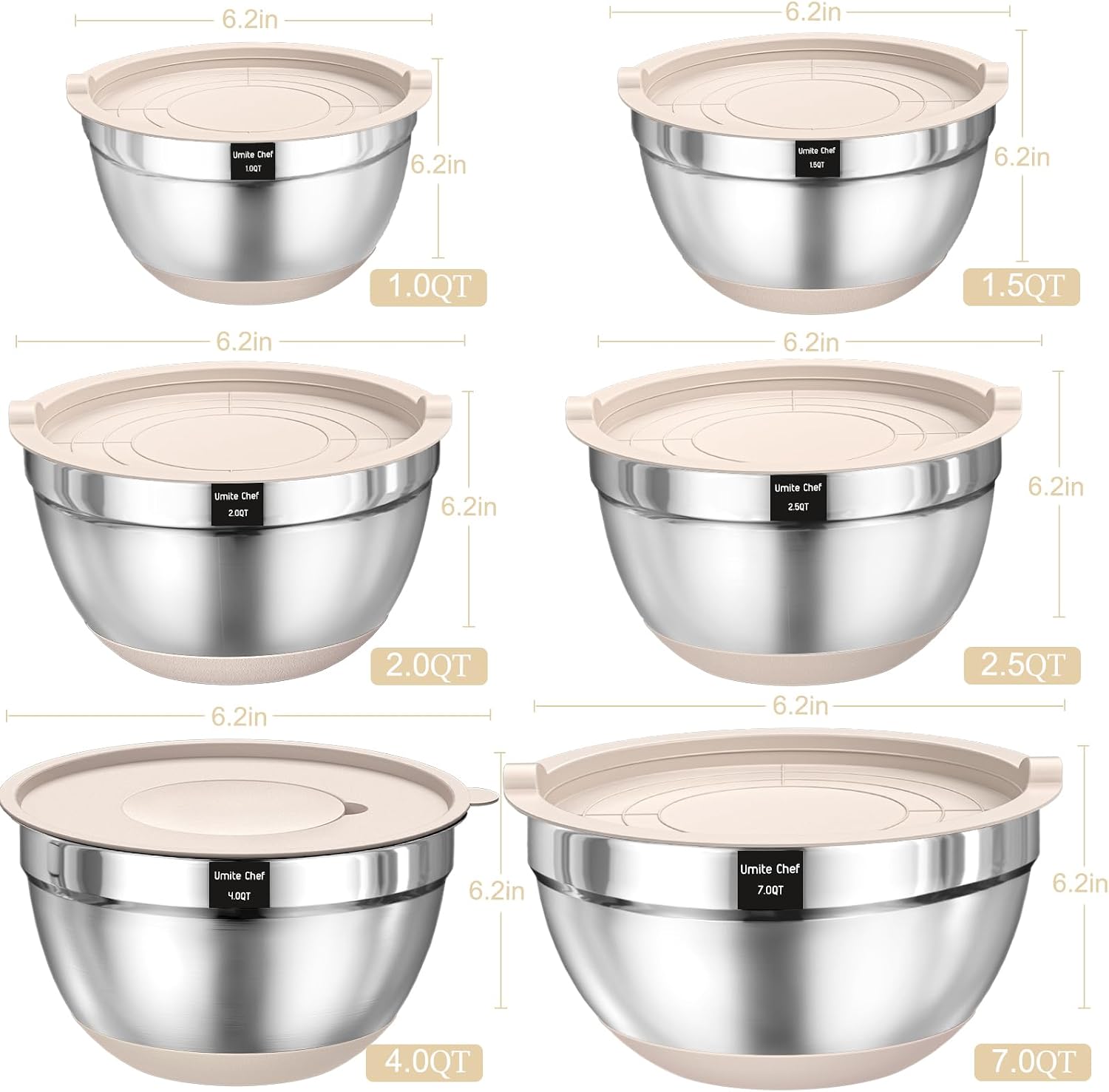 26PC SS Mixing Bowl Set w/ Airtight Lids, Graters, Non-Slip Base & Kitchen Gadgets Review - Image 2