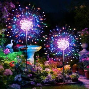 HPUFKOT Solar Garden Lights Outdoor,Waterproof Garden, 2PC 200 LED Twinkling Firework Lights Decorative with 8 Modes,Decor for Yard Patio Pathway Lawn for Yard Outside Fairy Decorative