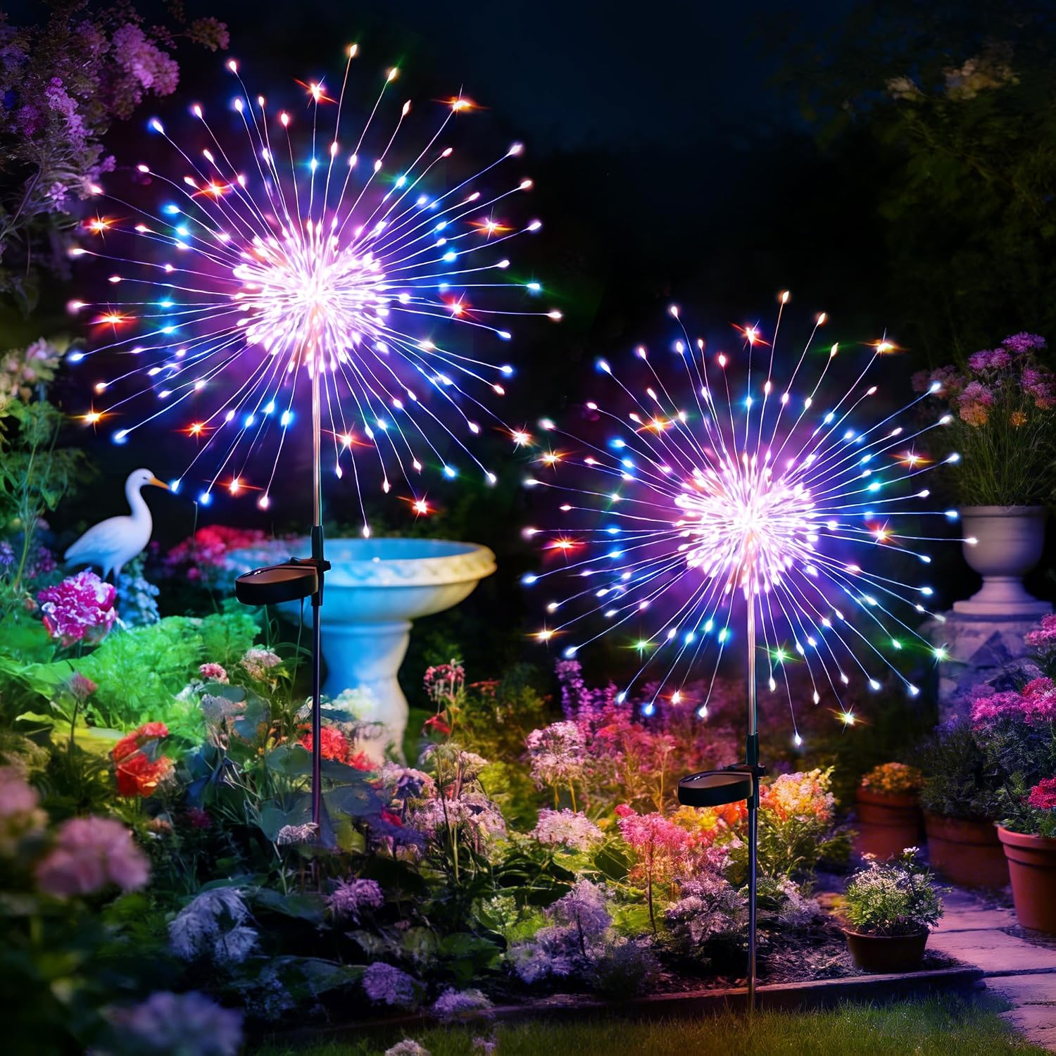 HPUFKOT Solar Garden Lights Outdoor,Waterproof Garden, 2PC 200 LED Twinkling Firework Lights Decorative with 8 Modes,Decor for Yard Patio Pathway Lawn for Yard Outside Fairy Decorative