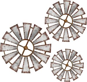 Yookeer 3 Pcs Wood Windmill Wall Decor Rustic Farmhouse Decor,Farmhouse | Country Farm Wall Art, Cottage Home Decorations, For Kitchen Living Room Bedroom Nursery