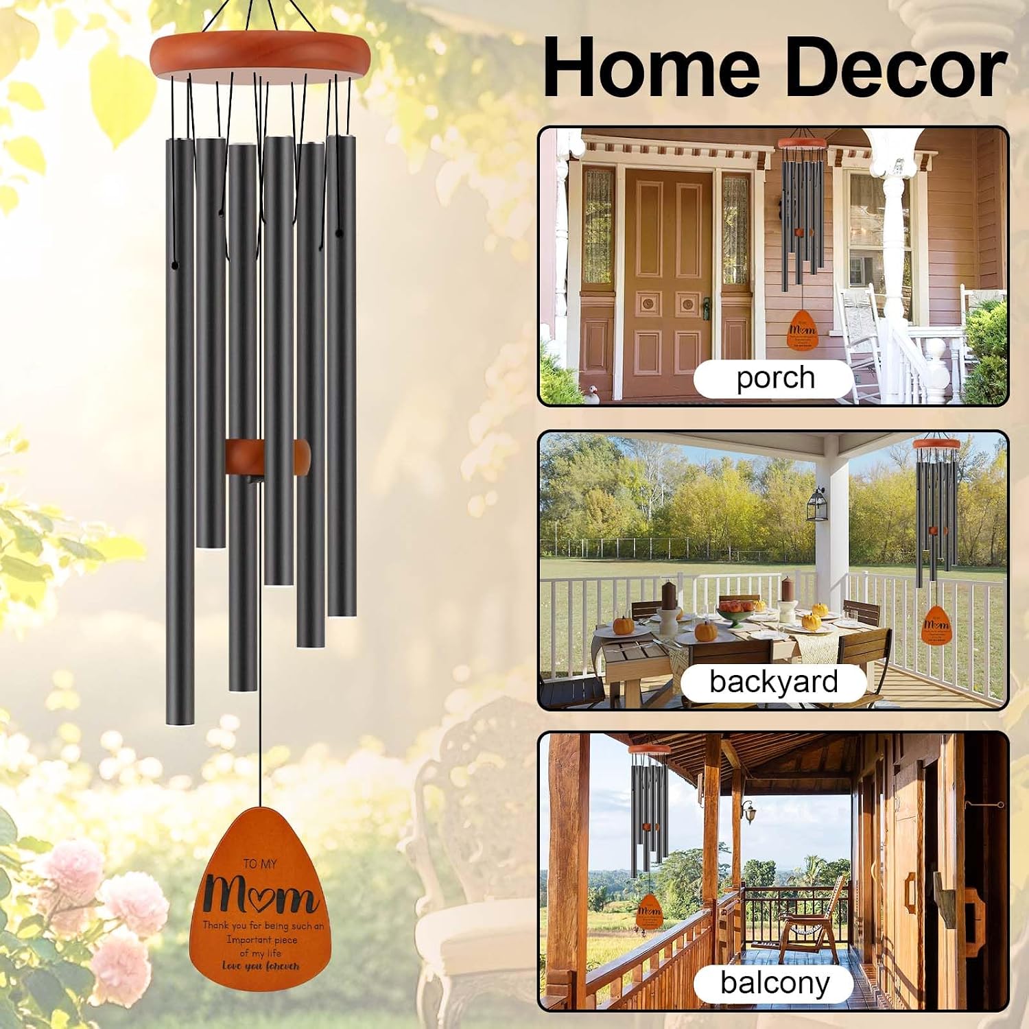 32" Wind Chimes: Gift for Mom - Birthday, Mother's Day & Holiday Home Decor - Image 2