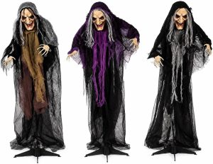 Fun Express Halloween Witches Outdoor Yard Stakes Decor, 3.6ft, 3pc | Spooky 3.6ft Witches Trio Holding Hands with Heavy-Duty Ground Stakes Creates an Eerie Haunted Outside Lawn Display