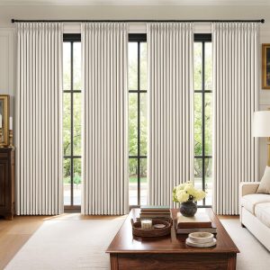 MIULEE Pinch Pleated 100% Blackout Curtains 40"x90" Long Birch 4 Panels Set | Thick Linen, Memory Trained Pleat, Back Tab Double Layer Drapes, Thermal Insulated, Curtain for Bedroom Living Room Darkening