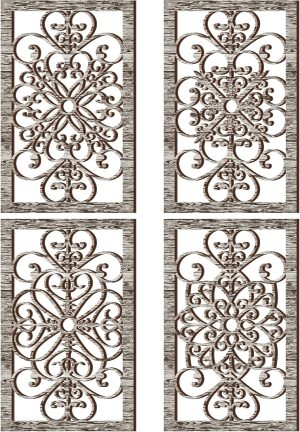 Yulejo 4 Pcs Thicken Rustic Wall Decor Modern Farmhouse Art Decor Wooden Hollow Carved Design Rustic Art for Living Room Hallway Decor Office Kitchen Wall