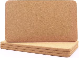 Cork Trivets for Hot Dishes, Hot Pots and Pans, 12 x 7 Inch 4 Pcs | High Density Thick Cork Trivet, Fine Particle Cork, Heat Resistant Hot Pads, Rectangle Cork Placemats for Kitchen