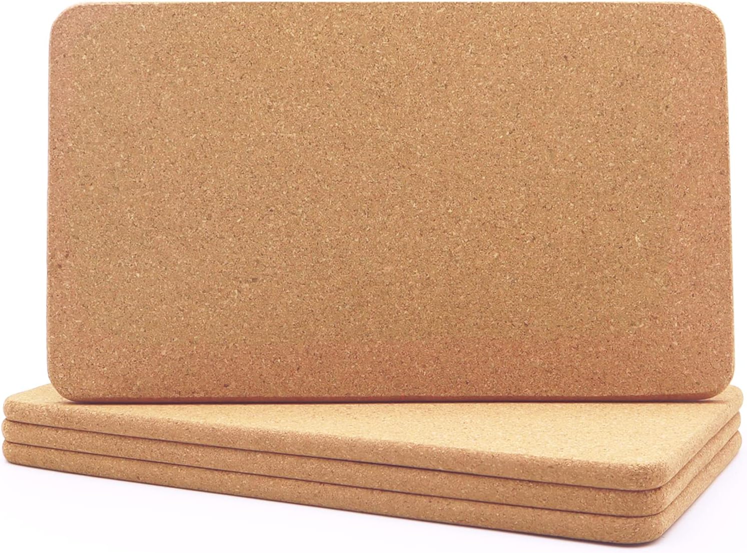 Cork Trivets for Hot Dishes, Hot Pots and Pans, 12 x 7 Inch 4 Pcs | High Density Thick Cork Trivet, Fine Particle Cork, Heat Resistant Hot Pads, Rectangle Cork Placemats for Kitchen