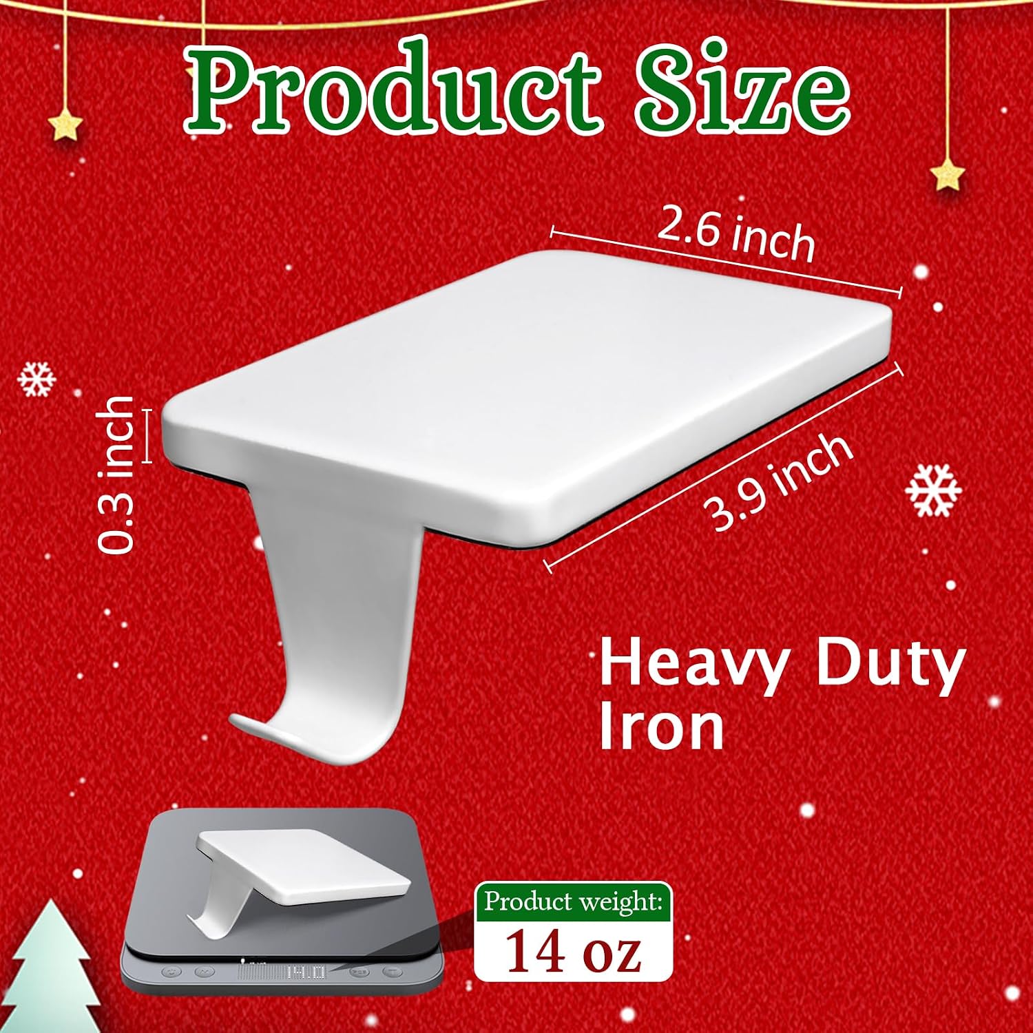 4 White Weighted Mantle Stocking Holders - Heavy Duty, Low Profile - Image 2