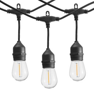SUNTHIN 50FT Outdoor String Lights with 16 1W LED Bulbs | Shatterproof Patio Lights for Backyard, Porch, Party, Cafe & Outdoor Decoration, Durable LED String Lighting