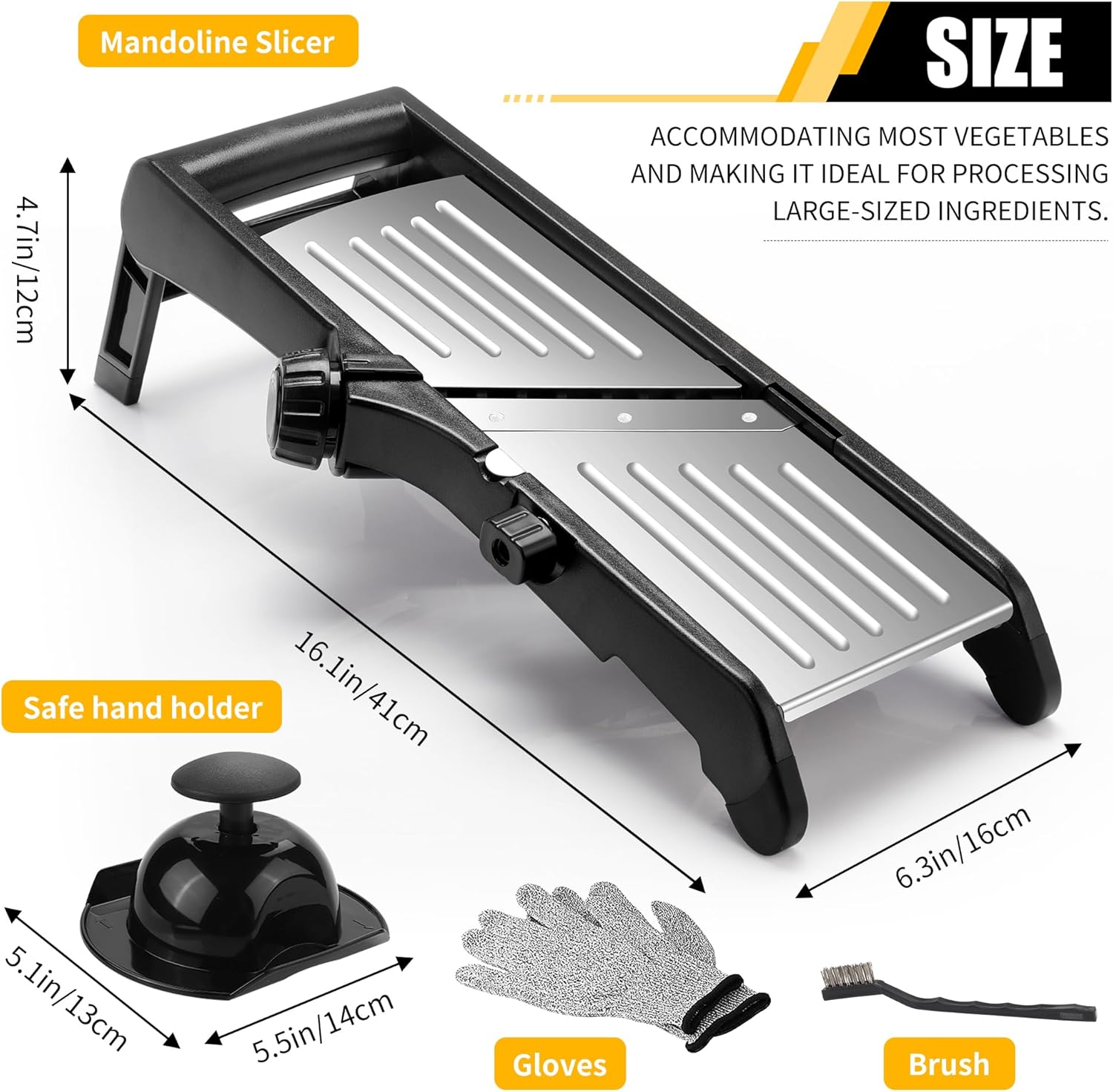 7-in-1 Adjustable SS Mandoline Slicer. Versatile cuts, gloves & brush included. - Image 2