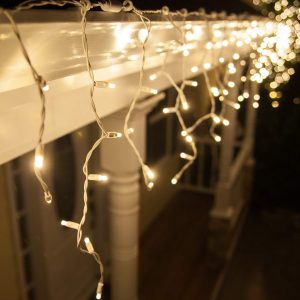 Wintergreen Lighting 70 5mm Warm White LED Icicle Christmas Lights, 7 ft White Wire Indoor/Outdoor Commercial Grade Holiday, Party, Bedroom & Home Decor Lighting
