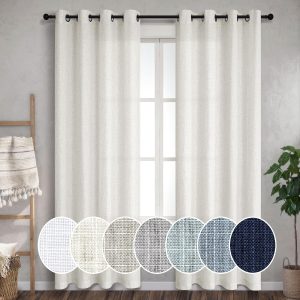 Cream Curtains for Living Room 84 Inch Length 2 Panel Sets Ivory Off White Simple Boho Decor Cotton Burlap Canvas Textured Semi Sheer Linen Drapes for Bedroom Window Draperies Drapery Farmhouse Long
