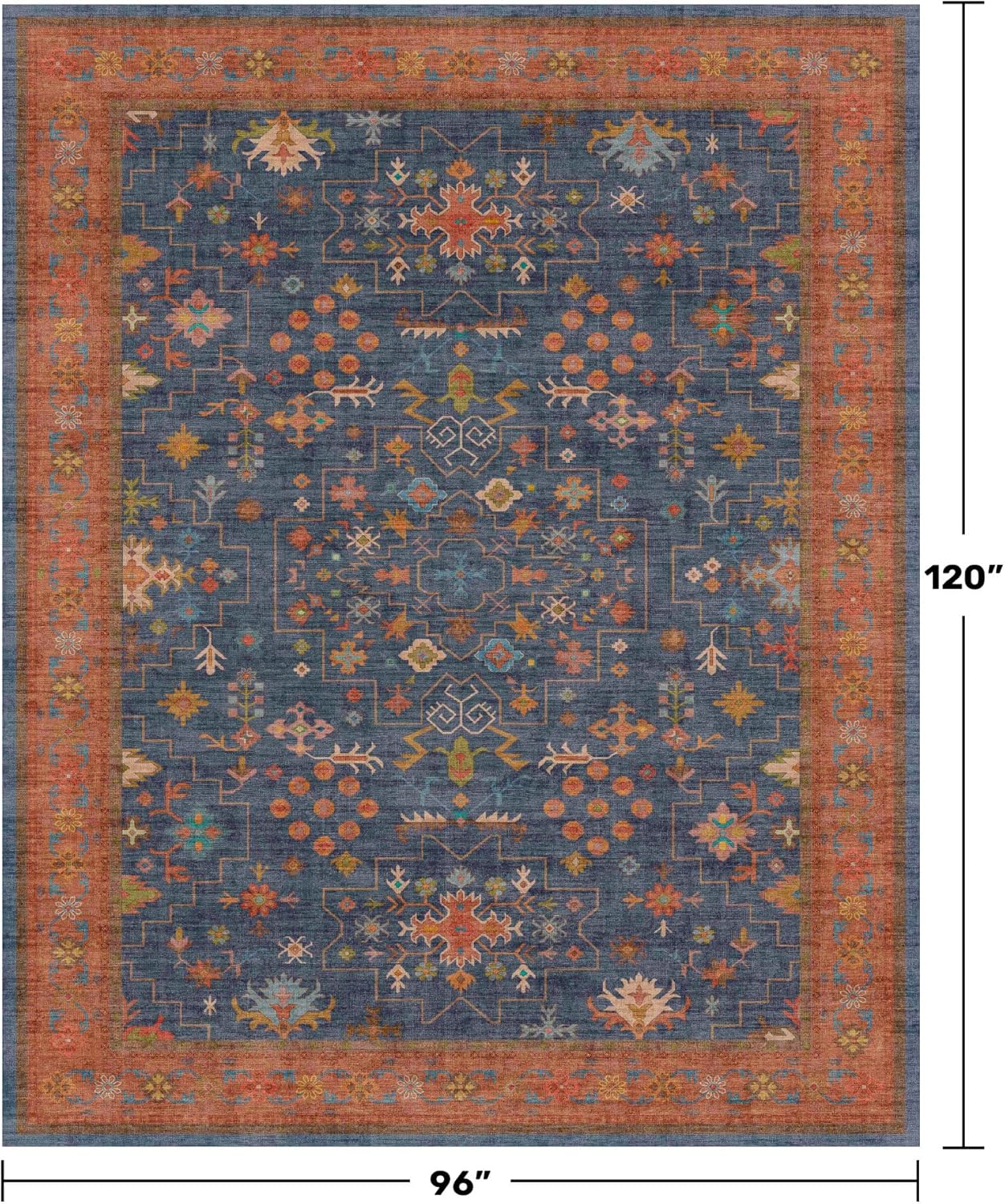 8x10 Navy Washable Area Rug Review: Low Pile, Non-Slip, Stain-Resistant Boho - Image 2